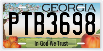 GA license plate PTB3698