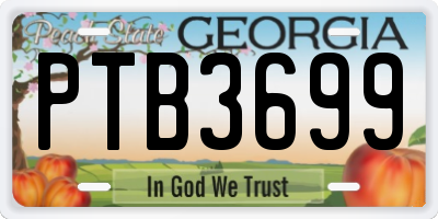 GA license plate PTB3699