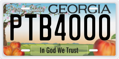 GA license plate PTB4000