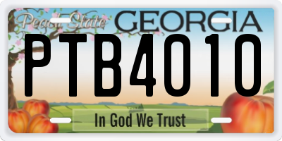 GA license plate PTB4010