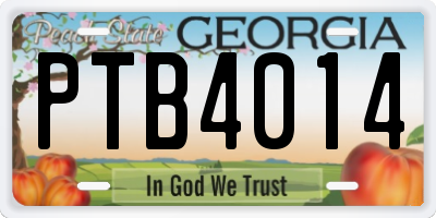GA license plate PTB4014