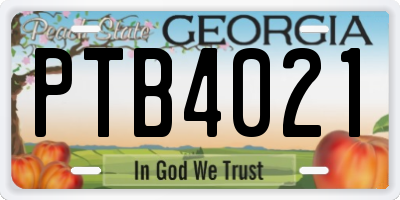 GA license plate PTB4021