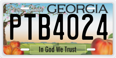 GA license plate PTB4024