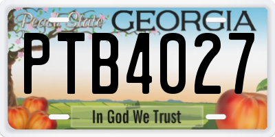 GA license plate PTB4027