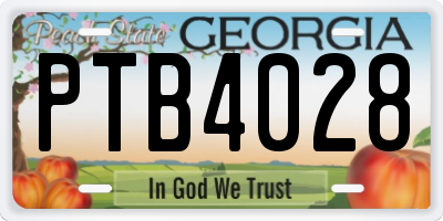 GA license plate PTB4028