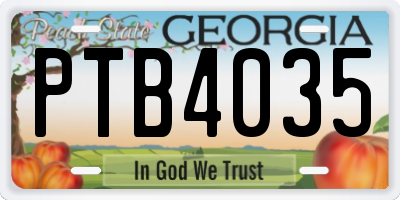 GA license plate PTB4035