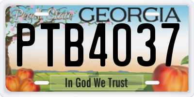 GA license plate PTB4037