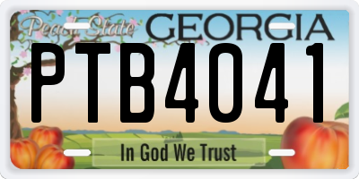 GA license plate PTB4041