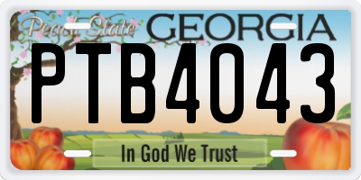 GA license plate PTB4043