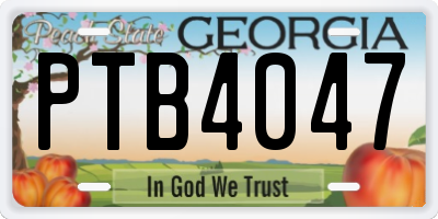 GA license plate PTB4047