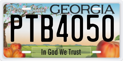 GA license plate PTB4050