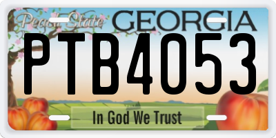 GA license plate PTB4053