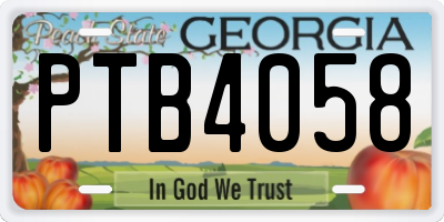 GA license plate PTB4058