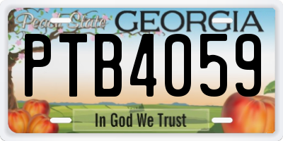 GA license plate PTB4059