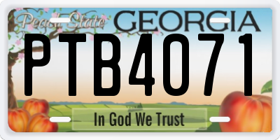 GA license plate PTB4071
