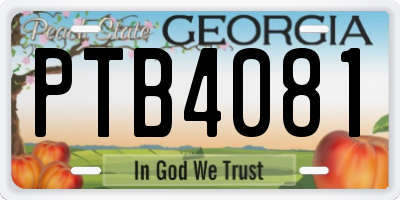GA license plate PTB4081