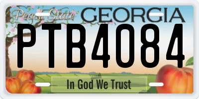 GA license plate PTB4084