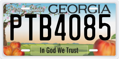 GA license plate PTB4085