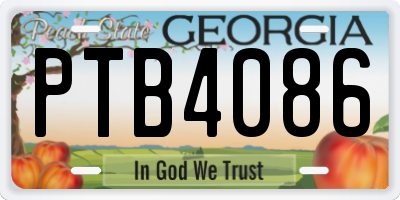 GA license plate PTB4086