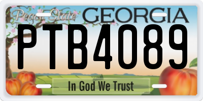 GA license plate PTB4089