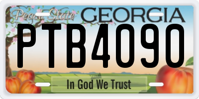 GA license plate PTB4090