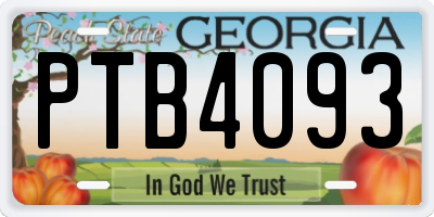 GA license plate PTB4093