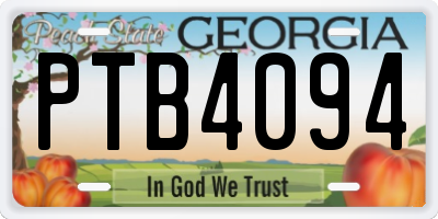 GA license plate PTB4094