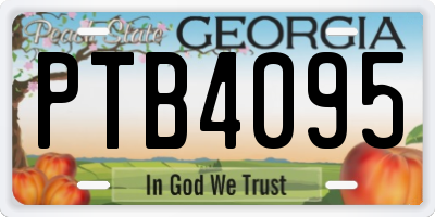 GA license plate PTB4095