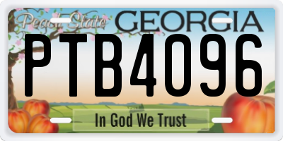GA license plate PTB4096