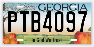GA license plate PTB4097