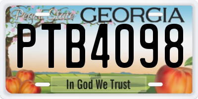 GA license plate PTB4098