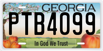 GA license plate PTB4099