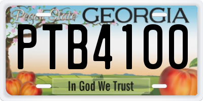 GA license plate PTB4100