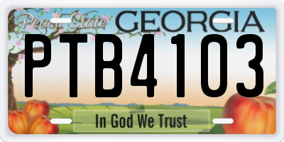 GA license plate PTB4103