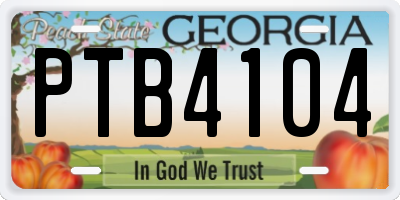 GA license plate PTB4104