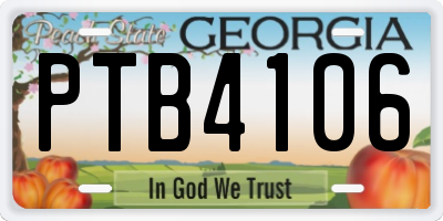 GA license plate PTB4106