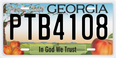 GA license plate PTB4108