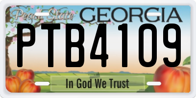 GA license plate PTB4109