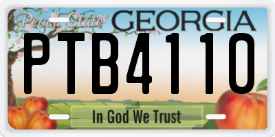 GA license plate PTB4110