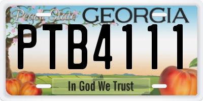 GA license plate PTB4111