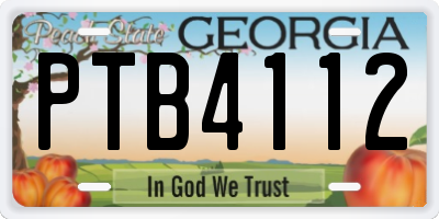 GA license plate PTB4112