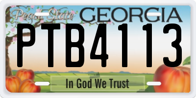 GA license plate PTB4113
