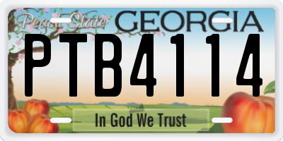 GA license plate PTB4114
