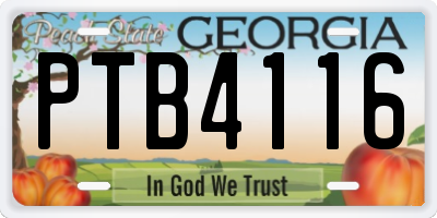 GA license plate PTB4116