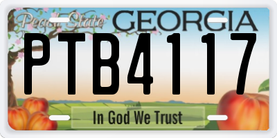 GA license plate PTB4117