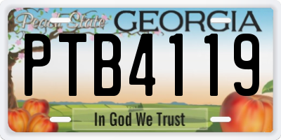 GA license plate PTB4119