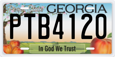 GA license plate PTB4120