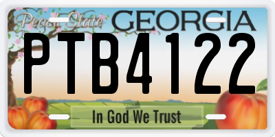 GA license plate PTB4122