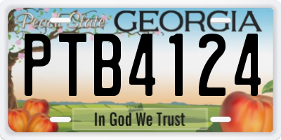 GA license plate PTB4124
