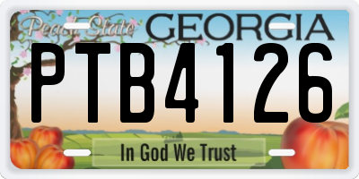 GA license plate PTB4126